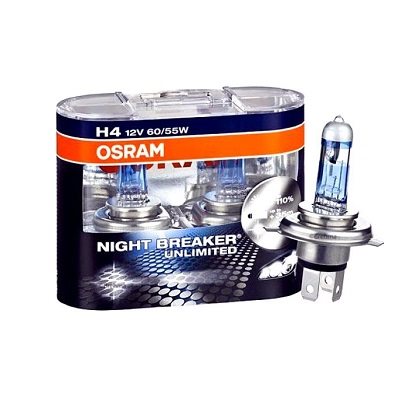Лампа галогеновая Osram H4 Night Breaker Unlimited 12V 55W 2шт